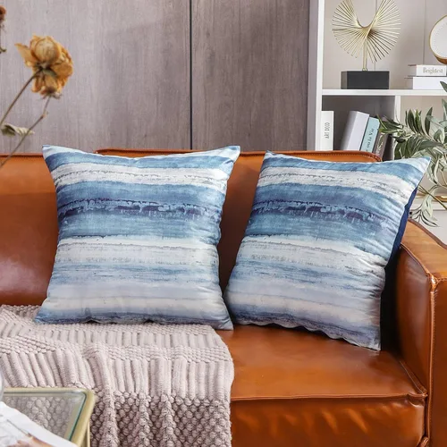 Vista 3 de Valea Home Fundas de almohada de terciopelo para sofá, fundas de cojín decorativas suaves y modernas, abstractas, acuarela, fundas de almohada