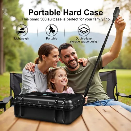 Vista 7 de Lekufee Funda rígida impermeable para cámara DJI Osmo 360, Adventure Combo, batería (7 unidades), DJI Mic 3/2/Mic Mini y accesorios (solo funda)