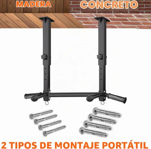 Vista 7 de Barra de dominadas de montaje en techo, barra de barbilla de altura ajustable resistente de 800 libras con agarres de bola y anclajes TRX, estación