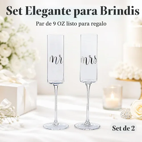 Vista 4 de Mud Pie Mrs. Wedding - Juego de copas de champán, talla única