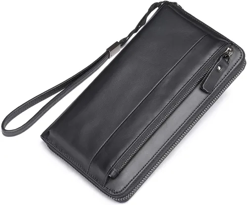 Vista 52 de LUKZIJAES Billetera de cuero genuino para hombre, con bloqueo RFID, delgada, plegable, bolsillo frontal, #3-Café, Vintage