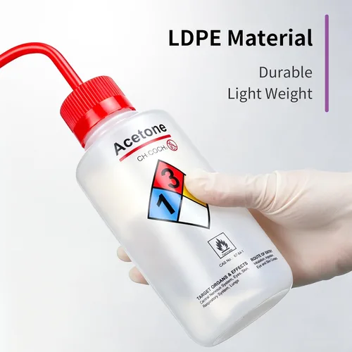 Vista 3 de 2pcs de botellas de lavado de seguridad, vol.16.9 fl oz 17oz, botella de lavado de acetona, material de LDPE, LVM004