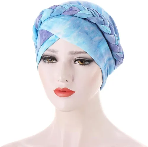 Vista 3 de Paquete de 3 gorros de turbante estampados para mujer, gorros de quimioterapia y cáncer