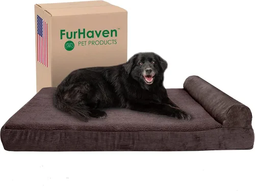 Vista 14 de Furhaven Cama de espuma viscoelástica para perros grandes con refuerzos extraíbles y funda lavable, para perros de hasta 95 libras - Sofá de Gris