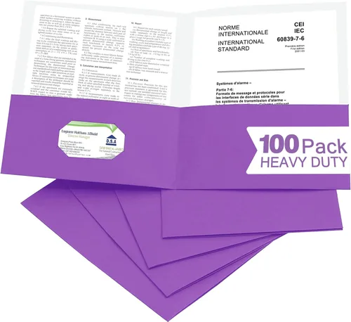 Vista 17 de Zzrywuty 100 Paquetes de Carpetas de Archivo de Dos Bolsillos con Ranura para Tarjetas de Visita, Papel Texturizado, Tamaño Carta, Capacidad