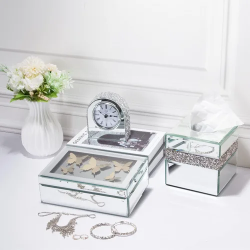 Vista 2 de Joyero de mariposa dorado mediano, organizador de joyas, organizador de almacenamiento decorativo para mujeres y niñas, regalo de lujo