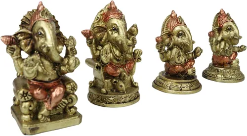 Vista 3 de Ebros Gift Estatuillas en miniatura de Ganesha Ganapati Dios Hindú de la Ilustración oriental en 12 estilos y poses Hinduismo con cabeza de elefante