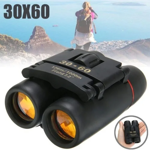 Vista 2 de Mini prismáticos portátiles de 30 x 60, telescopio plegable de ángulo de visión amplio con visión nocturna con poca luz para observación de aves al