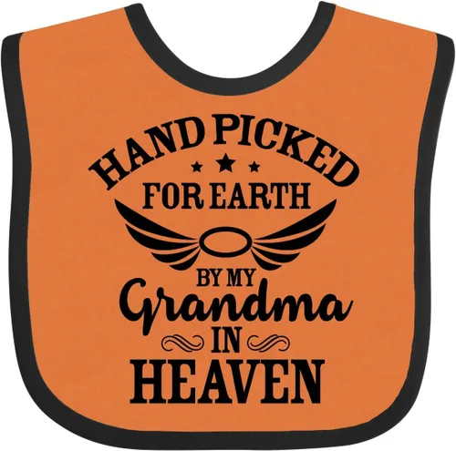 Vista 8 de inktastic Handpicked for Earth By My Grandma in Heaven Angel Wings Baby Bib