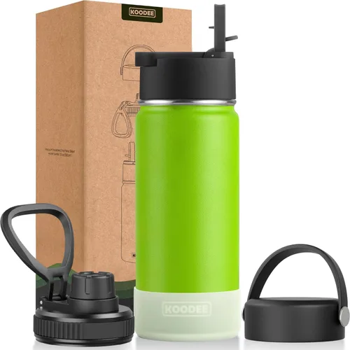 Vista 62 de koodee Botella de agua para niños, botella de agua de acero inoxidable de 12 onzas con aislamiento al vacío para la escuela, botella de agua de boca