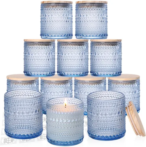 Vista 21 de DARJEN 10 tarros de vela de vidrio de 8 onzas con tapas, latas de velas Ámbar