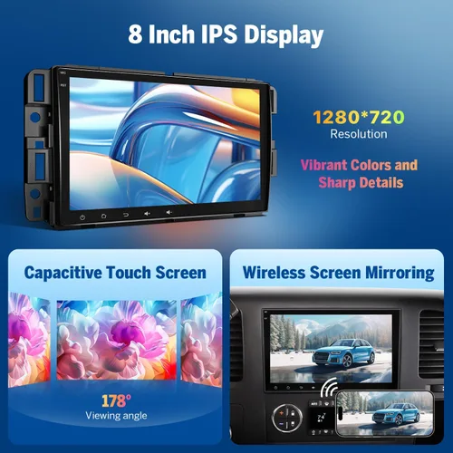 Vista 5 de Eonon GMX7A 4G+64G Android 14 Estéreo para automóvil compatible con GMC/Chevy/Buick Wireless CarPlay y Android Auto, radio de coche con pantalla