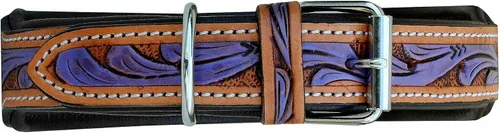 Vista 4 de Affilare Collar de cuero para perro estilo occidental, resistente, manual, ajustable, acolchado, suave para cachorros y perros grandes, 10AB127-XS