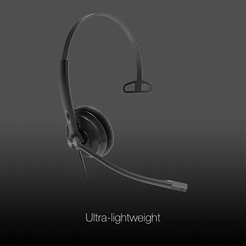 Vista 4 de Global Teck Worldwide GTW Yealink YHS34 Lite - Auriculares mono con cable (Lite), se conecta al escritorio, PC/Mac, Softphones - Funciona