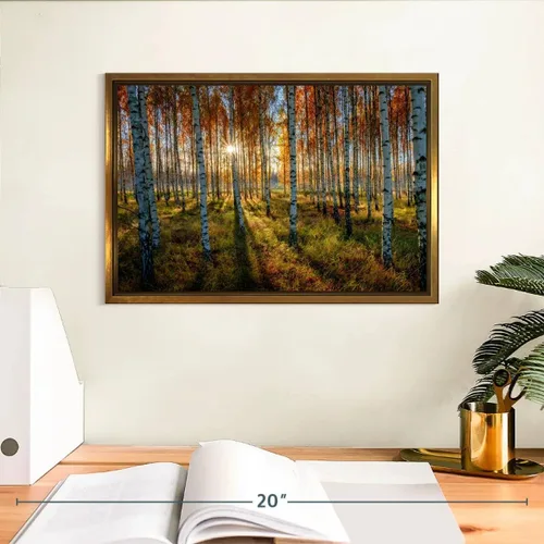 Vista 3 de ElephantStock - Swedish Birch Forest Wall Art - Horizontal Floating Framed Canvas - Hallway Wall Decor - Photography Nature Framed Canvas Art