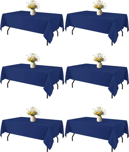 Vista 10 de Niuara Mantel de Mesa Rectangular Negro - Paquete de 6, 60" × 84" Mantel de Tela Lavable para Mesas de 5 Pies, Resistente a las Arrugas y a Prueba
