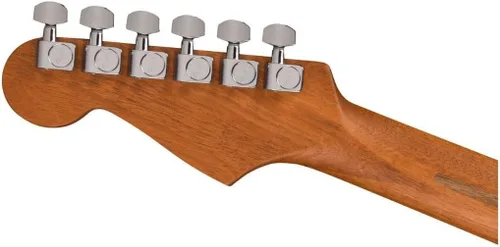 Vista 6 de Fender American Acoustasonic Jazzmaster - Guitarra eléctrica acústica de caoba, Bourbon Burst, diapasón de ébano, con bolsa de concierto