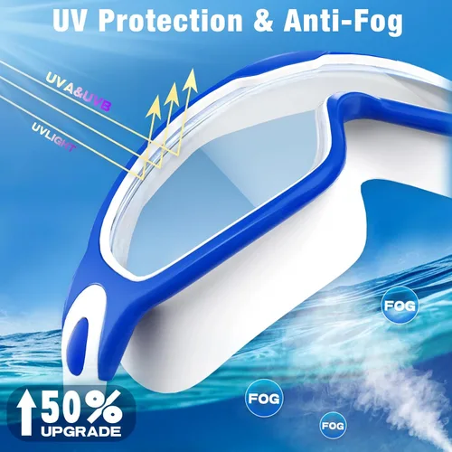 Vista 4 de Swim Goggles 2 Pack for Adult Men Women, Anti-fog UV Protection No Leak 180° Wide View Clear Vision Pool Goggles