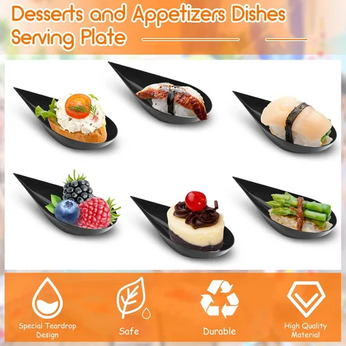 Vista 3 de Tessco for you 800 cucharas desechables de aperitivo de 4 pulgadas, mini platos de plástico para aperitivos, pequeños vasos de catering para postres