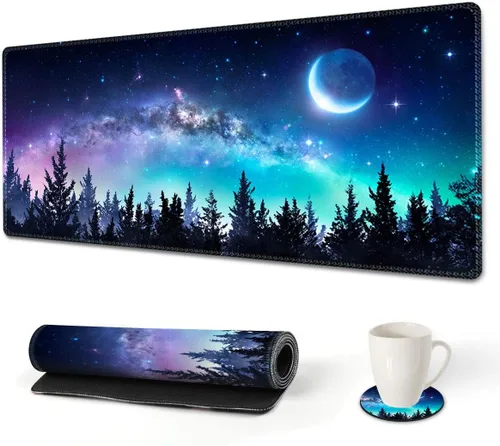 Vista 14 de AIMSA Alfombrilla de mouse extendida para juegos, alfombrilla de mouse grande XL con bordes cosidos, base antideslizante duradera para trabajo
