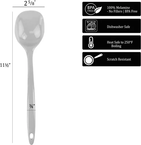 Vista 6 de Reston Lloyd Cuchara de cocina para servir, untar, mezclar, resistente al calor, sin BPA, melamina de 11 pulgadas, utensilio con mango ergonómico