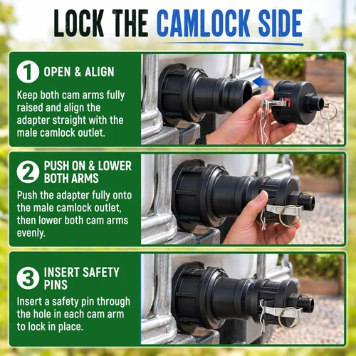 Vista 11 de IBC - Adaptador de mano, Camlock hembra de 2 pulgadas a NPT macho de 3/4
