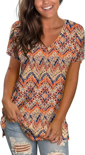 Vista 5 de Sipaya - Camiseta de mujer con cuello en V, básica, de ajuste suelto, manga corta, estilo casual