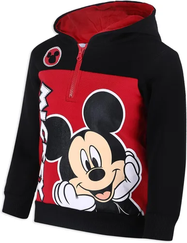 Vista 2 de Disney Boy's Mickey Mouse Half Zip Pullover Fashion Hoodie, BlackRedBlue