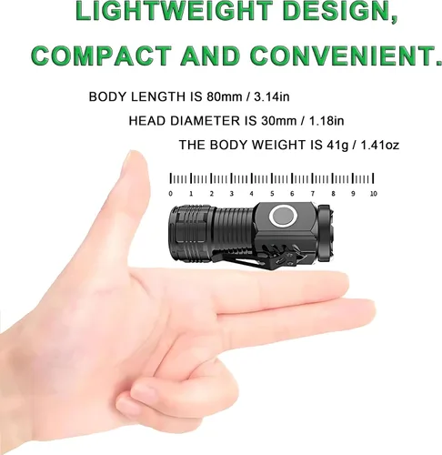Vista 3 de Linternas recargables de alto lúmenes, paquete de 4 con mini caja de linterna 3 LED Emergency Handheld Flashlight, 5-Modes Mini Rechargeable