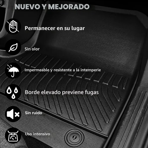 Vista 6 de Auxko Alfombrillas para todo tipo de clima, tapete de carga con respaldo para Honda Pilot 8 pasajeros 2016-2022, forros de elastómero termoplástico