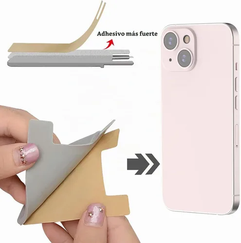 Vista 5 de SHANSHUI - Soporte para tarjeta de crédito de silicona, compatible con todos los teléfonos iPhone, Android y la mayoría de los teléfonos Negro x3