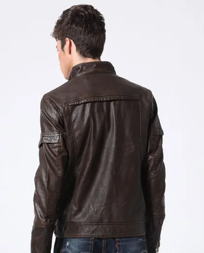 Vista 4 de CHOUYATOU - Chaqueta de piel sintética para hombre