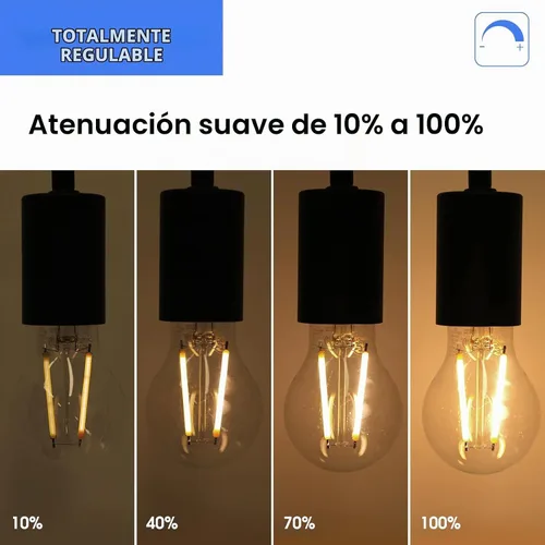 Vista 5 de Energetic - Bombilla LED Edison A19, regulable E26, equivalente a 60 W 3000K Blanco Cálido