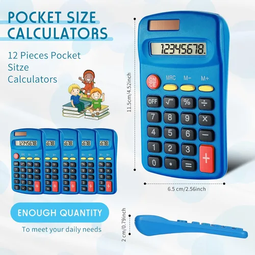Vista 2 de Youyole Calculadora de bolsillo de 20 piezas a granel solar para calcular básica, mini calculadora de doble potencia de 10 funciones, pequeña