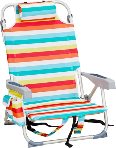 Vista 9 de Silla de playa plegable, silla de camping portátil, silla de playa baja, mochila ligera, silla de campamento plegable para camping, playa, picnic 5