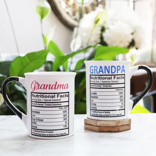 Vista 4 de Cottage Creek Tazas – Juego de dos tazas de café grandes de cerámica para abuela y abuelo, tazas de cerámica ideales para cocina, oficina