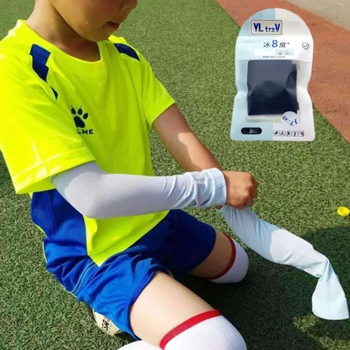 Vista 4 de Mangas de brazo para niños pequeños, protección solar UV, 2 pares de mangas refrescantes para cubrir los brazos, Negro