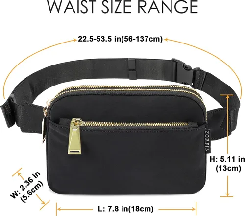 Vista 2 de Zorfin - Riñonera moderna de nailon negro para mujer