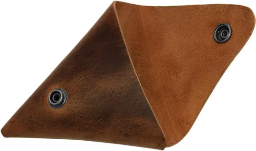 Vista 4 de Hide & Drink, Cartera de cuero triangularcarteramonederoestuchetitulartarjetas SDflash USBefectivocables, hecho a mano Bourbon Brown, Marrón