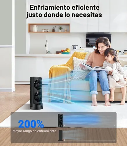 Vista 2 de Ventiladores de torre personales de refrigeración que soplan aire frío, ventilador de escritorio pequeño de pie con 3 velocidades y temporizador