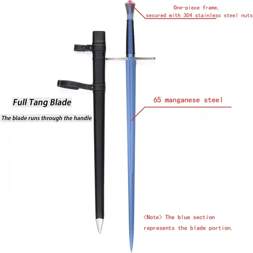 Vista 4 de Handmade Cast Sharp Blade Medieval Sword, Full Tang, with Leather Protective Cover,Real Metal Sword for Collection Gift