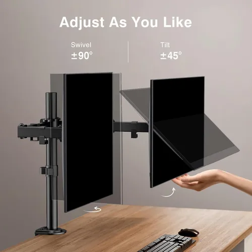Vista 4 de ErGear - Soporte para dos monitores, resistente y ajustable, montaje de escritorio para monitores de hasta 32 pulgadas, altura totalmente ajustable