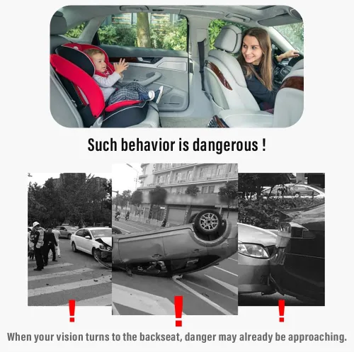 Vista 3 de Espejo de coche para bebé, con ventosa HD, gran angular, convexo, espejo retrovisor para automóvil con ajuste de 360°, accesorios interiores