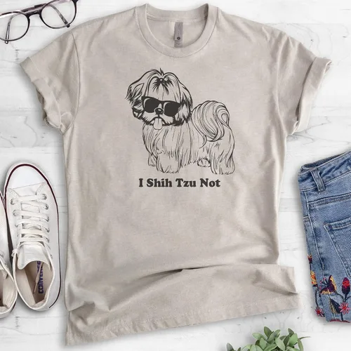 Vista 2 de I Shih Tzu Not Shirt Shih Tzu Shirt camiseta unisex para hombre camiseta Shihtzu divertida camiseta gráfica de perro M Gris seda claro