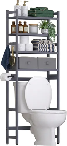 Vista 9 de Homde Estante de almacenamiento para baño sobre el inodoro: bambú ajustable Blanco