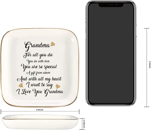 Vista 6 de Scwhousi Bandeja de cerámica para anillos, de joyería, para buenos amigos, mamá, abuela, tía, hermana