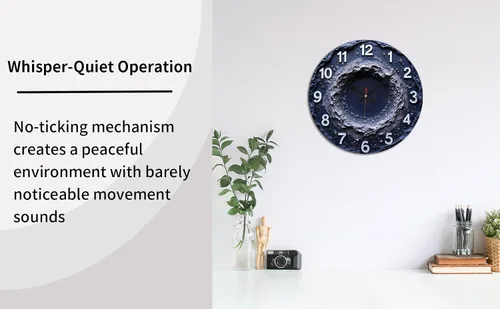 Vista 5 de Meteor Crater Texture Wooden Wall Clock with Distressed White Numerals 25x25cm