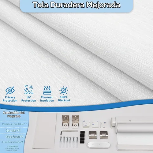 Vista 5 de Persianas motorizadas inteligentes con control remoto, persianas enrollables automáticas sin cables sin taladro, persianas eléctricas opacas