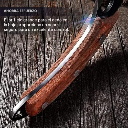 Vista 5 de Kitory Cuchillo de carnicero para cortar carne, cuchillo vikingo forjado a mano con mango ergonómico de madera, cuchillo de chef chino de acero
