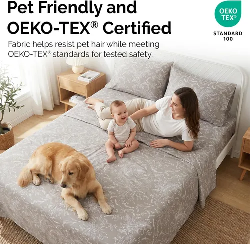 Vista 115 de Southshore Fine Living, Inc. Colección Winter Brush, juego de sábanas de 3 piezas para cama individual, sábana bajera con bolsillo profundo de 14
